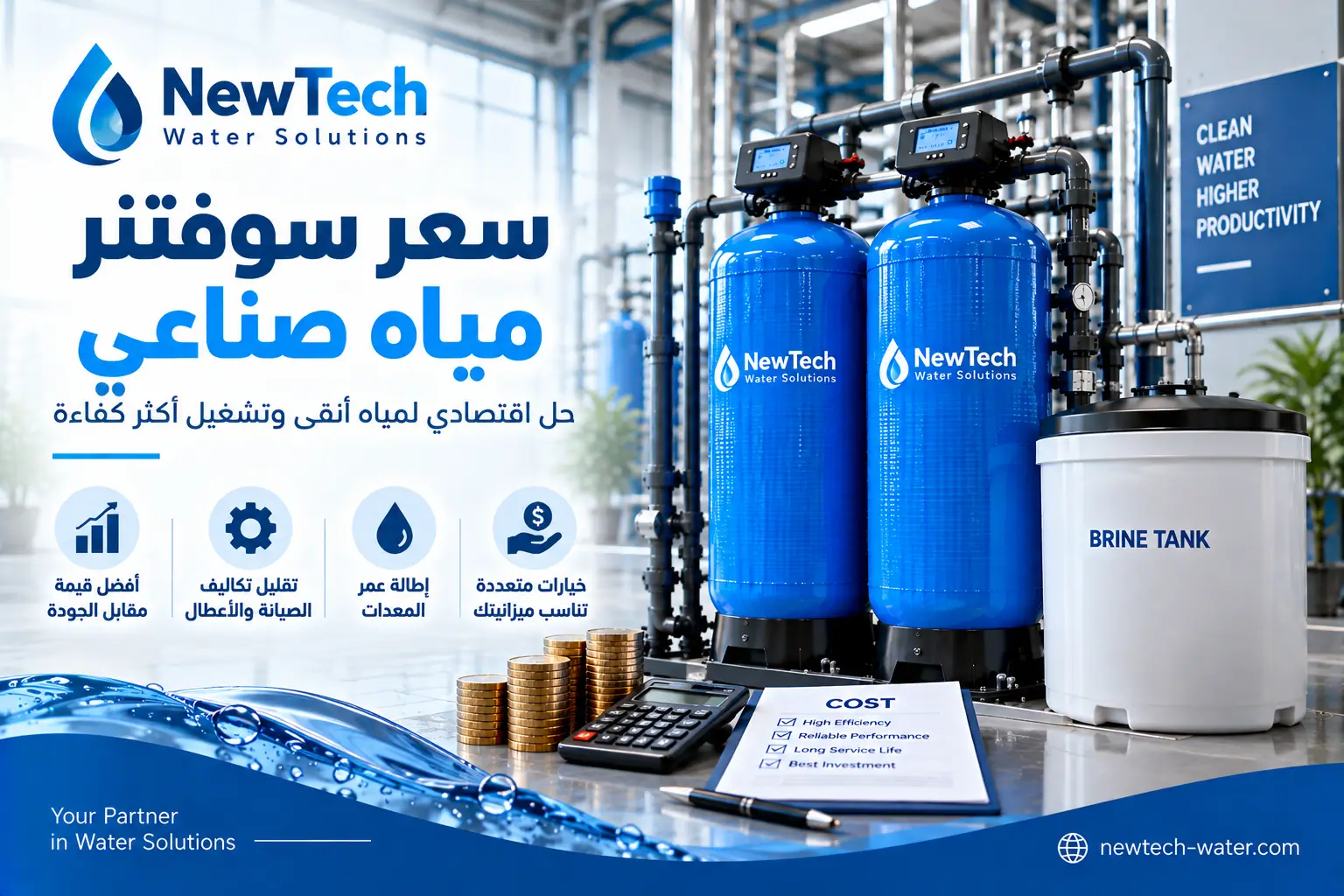 سوفتنر مياه صناعي لتحسين جودة المياه وحماية المعدات
