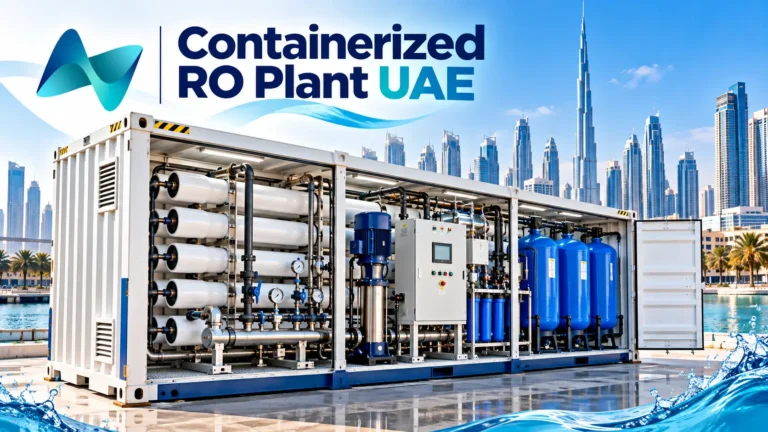 Containerized RO Plant UAE with industrial reverse osmosis membranes, pumps and filtration equipment