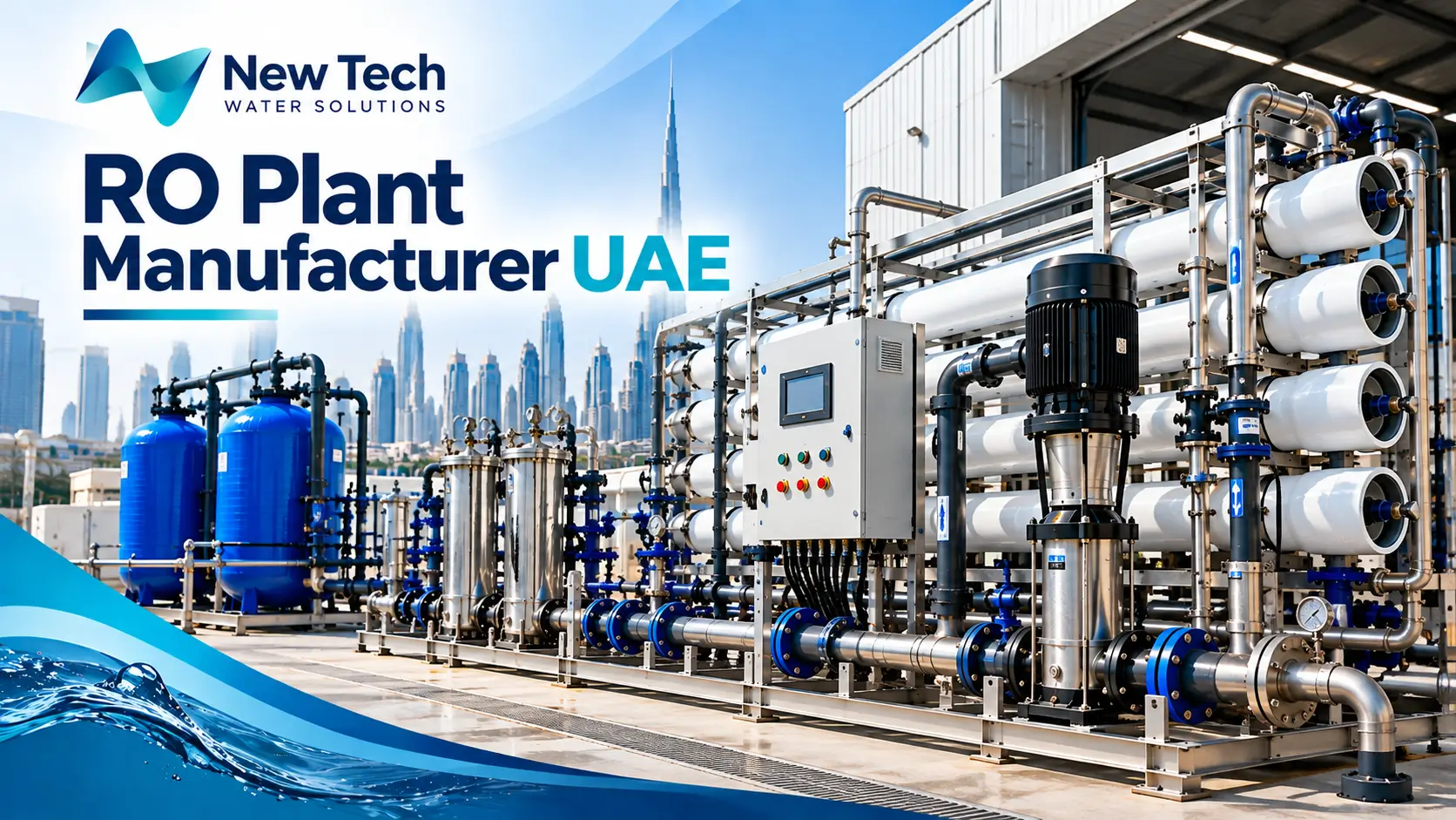Custom RO plant manufacturing UAE with industrial membrane systems and control equipment
