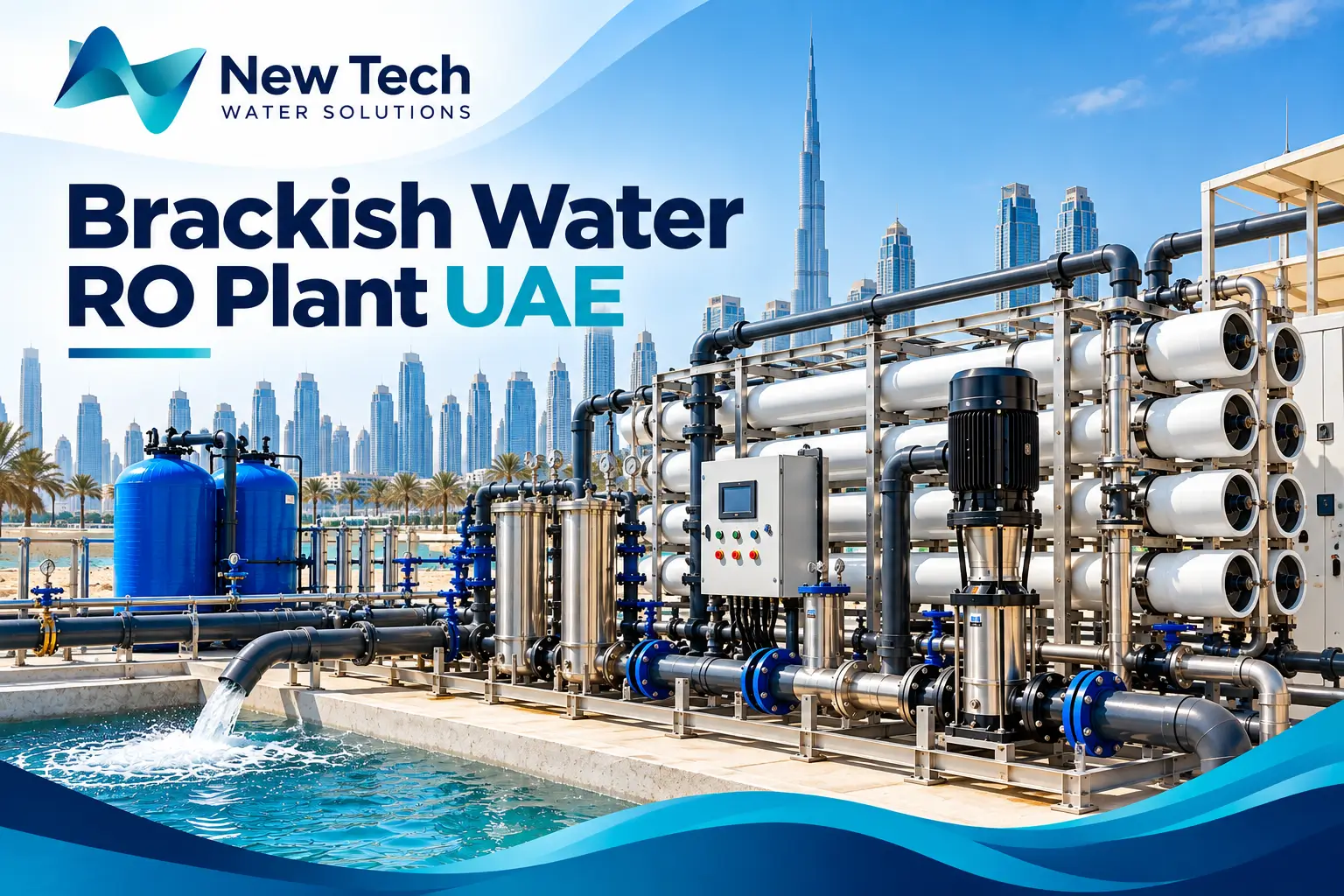 Industrial BWRO system UAE with RO membranes pumps and control equipment